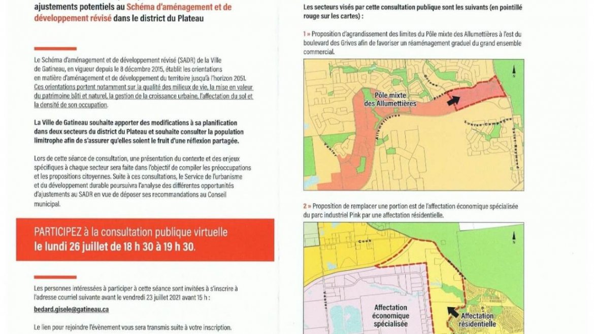 Changements proposés au Schéma d’aménagement et de développement révisé (2015) pour le Plateau : consultation du 26 juillet 2021